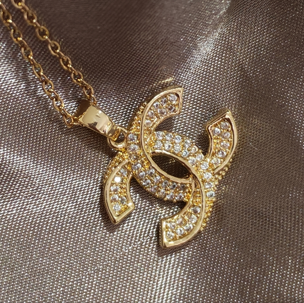 Stainless Steel necklace with L size C.C pendant